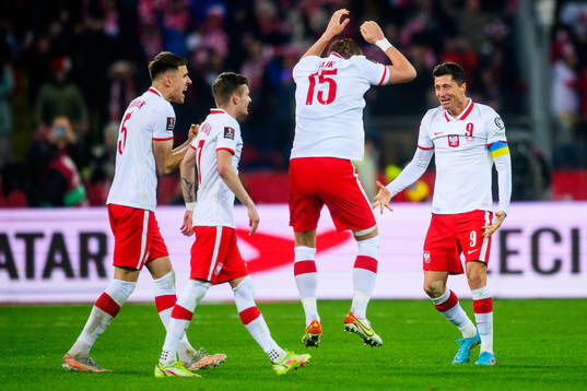 Robert Lewandowski of Poland celebrates