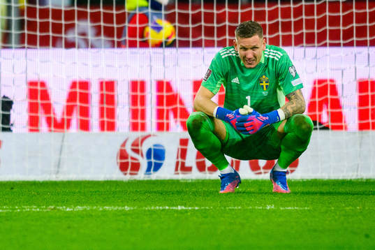 Goalkeeper Robin Olsen of Sweden looks dejected