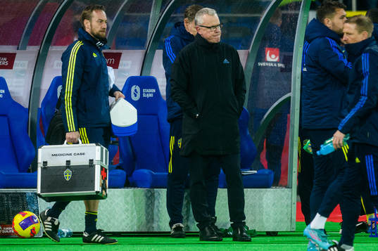 Head coach Janne Andersson of Sweden looks dejected