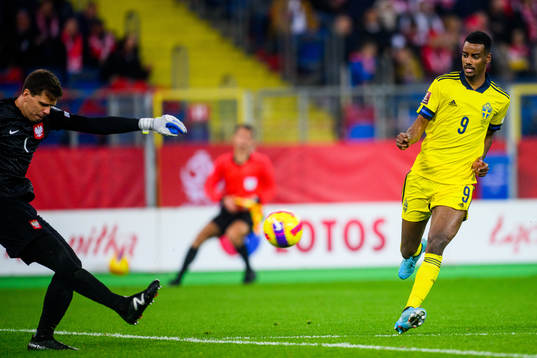 Goalkeeper Wojciech Szczesny of Poland and Alexander Isak