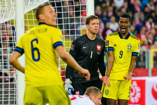 Alexander Isak of Sweden reacts