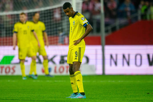 Alexander Isak of Sweden looks dejected