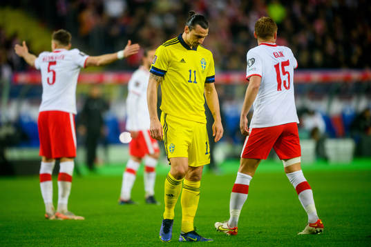 Zlatan Ibrahimovic of Sweden looks dejected