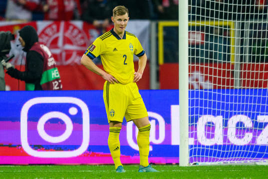 Emil Krafth of Sweden looks dejected