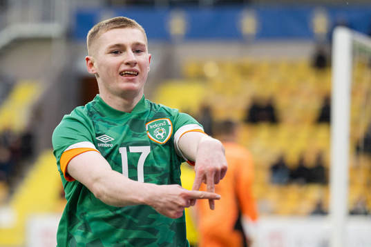 Ross Tierney of Ireland celebrates the 0-1 goal