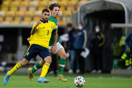 Aiham Ousou of Sweden and Oliver O'Neill of Ireland