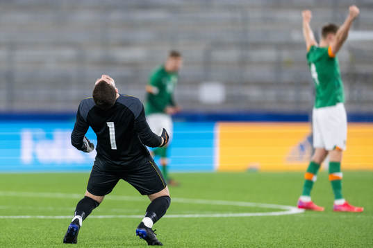 goalkeeper Brian Maher of Ireland celebrates