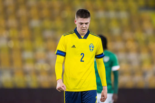 Emil Holm of Sweden looks dejected