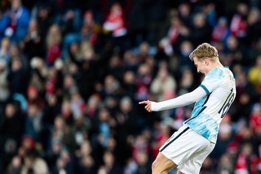 Kristian Thorstvedt of Norway celebrates the 3-0 goal