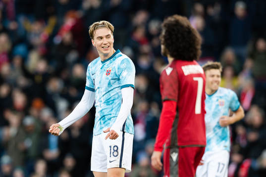 Kristian Thorstvedt of Norway celebrates the 3-0 goal