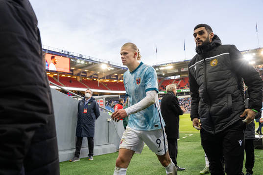 Erling Braut Haaland of Norway leaves the pitch