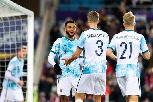 Joshua King of Norway celebrates the 6-0 goal