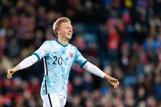 Mats Møller Dæhli of Norway celebrates the 7-0 goal