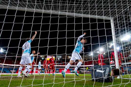 Alexander Sørloth of Norway scores the 8-0 goal behind
