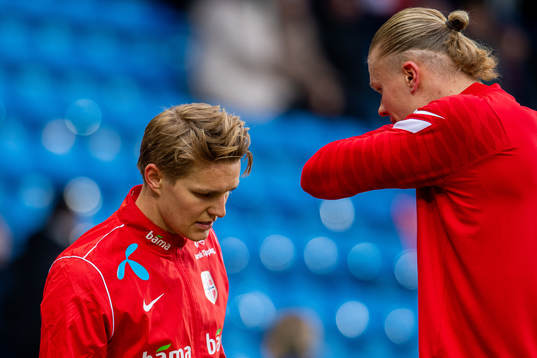 Martin Ødegaard and Erling Braut Haaland of Norway