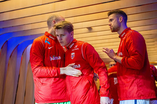 Martin Ødegaard and Kristoffer Ajer of Norway