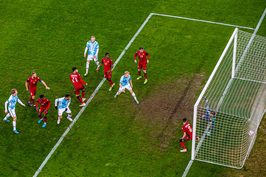 Joshua King of Norway scores the 3-0 goal behind goalkeeper