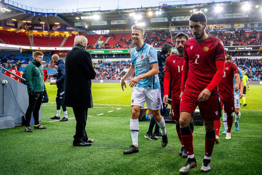 Kristoffer Ajer of Norway at half-time