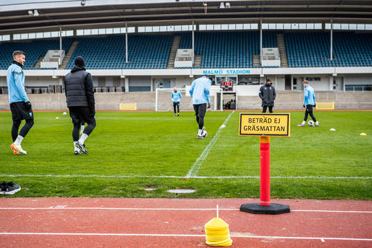 Malmö FFs spelare på gräsmattan