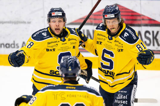 Södertäljes Emil Alba och Emil Aronsson jublar