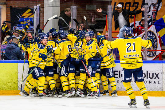 Södertäljes spelare jublar