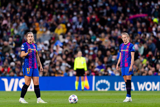 Alexia Putellas and Caroline Graham Hansen of Barcelona