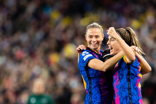 Fridolina Rolfö, Alexia Putellas and Aitana Bonmati of