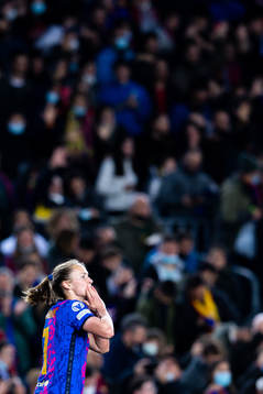 Caroline Graham Hansen of Barcelona celebrates the 5-2 goal