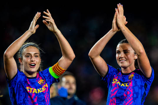 Alexia Putellas and Ingrid Syrstad Engen of Barcelona