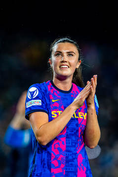 Ingrid Syrstad Engen of Barcelona celebrates