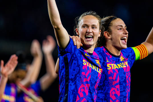 Caroline Graham Hansen and Alexia Putellas of Barcelona