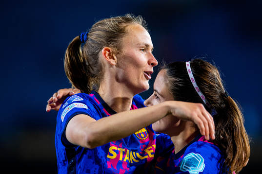 Caroline Graham Hansen and Aitana Bonmati of Barcelona