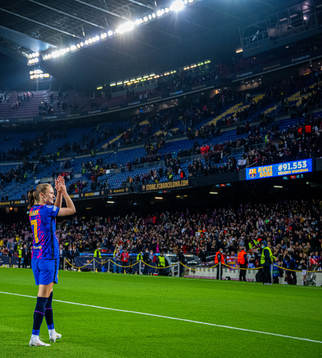 Caroline Graham Hansen of Barcelona celebrates