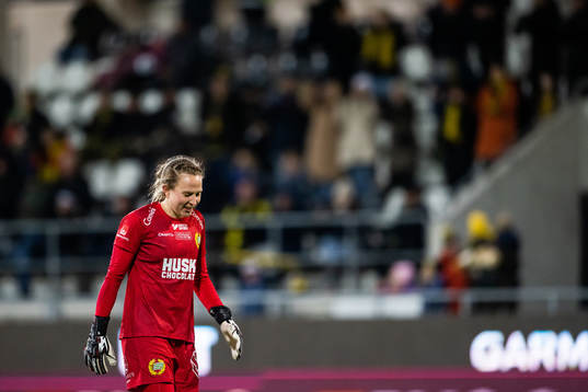 Hammarbys målvakt Anna Tamminen deppar