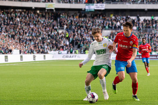 Hammarbys Joel Nilsson och Helsingborgs Viljormur Davidsen