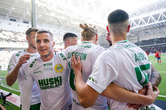 Hammarbys Jeppe Andrup Andersen och Gustav Ludwigson jublar