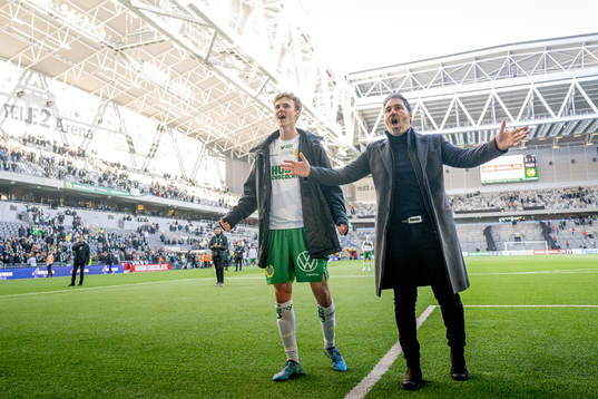 Hammarbys Williot Swedberg och tränare Martí Cifuentes