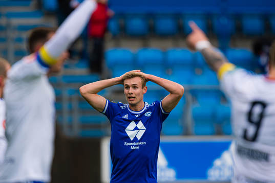 Sivert Heggheim Mannsverk of Molde reacts