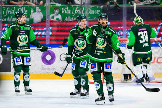 Färjestads Adam Ginning, Mattias Göransson och Linus