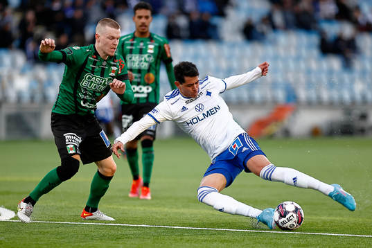 Varbergs Anton Liljenbäck och IFK Norrköpings Jean Carlos