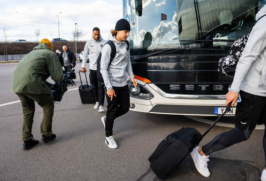 Malmö FFs Isaac Kiese Thelin och Melker Widell och tränare