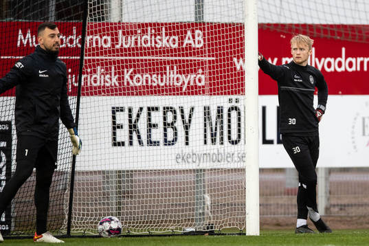 Landskronas målvakt Amr Kaddoura och målvakt Hampus Pauli