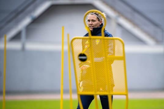 Goalkeeper Jennifer Falk of the Swedish women's national