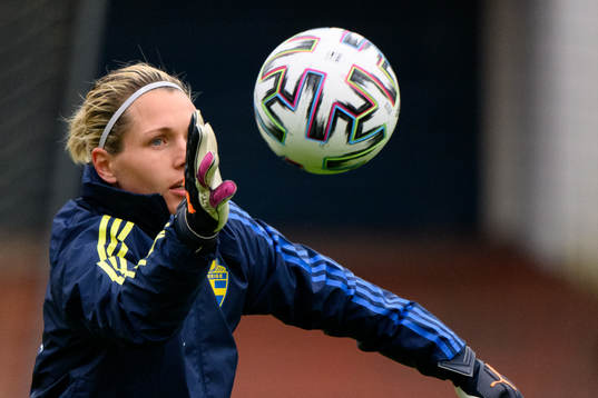Goalkeeper Jennifer Falk of the Swedish women's national