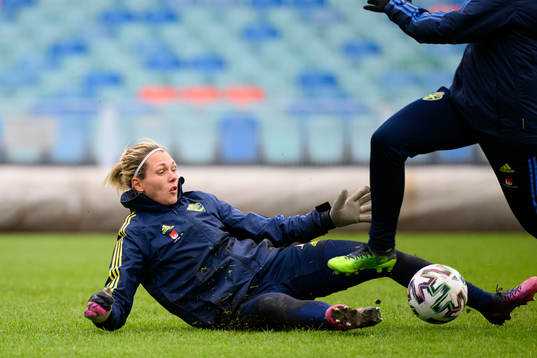 Goalkeeper Jennifer Falk of the Swedish women's national