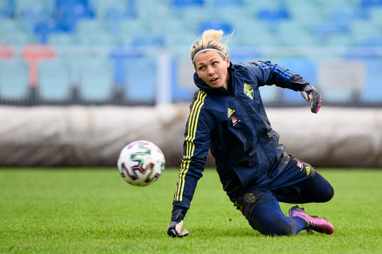 Goalkeeper Jennifer Falk of the Swedish women's national
