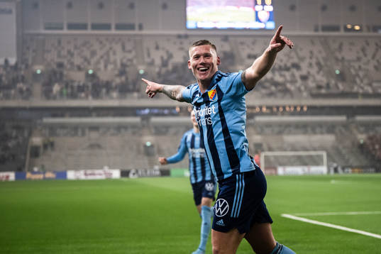 Djurgårdens Victor Edvardsen jublar
