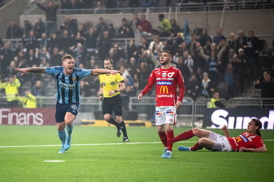Djurgårdens Victor Edvardsen jublar