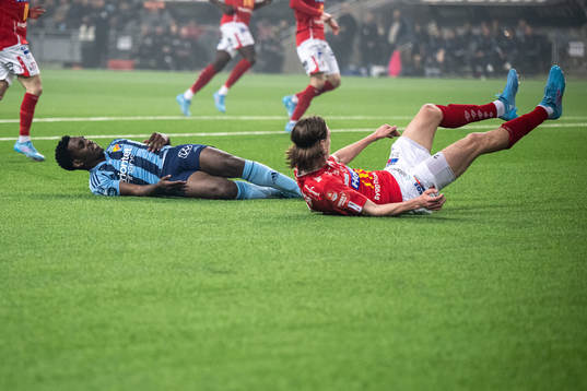 Djurgårdens Joel Asoro och Degerfors Adam Carlén