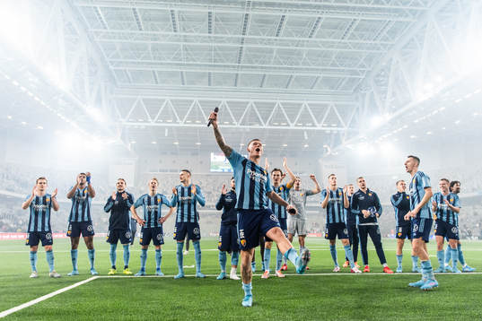 Djurgårdens Victor Edvardsen jublar